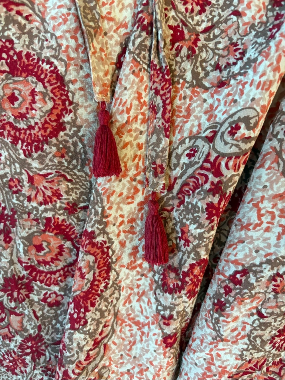 Madewell Silk Cold Shoulder Paisley Print Mini Dress Tassels Size Medium - Picture 5 of 10